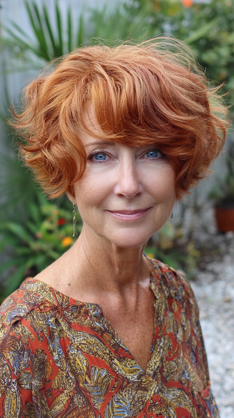 Short Copper Ripple Bob with Feathered Interior Pivot