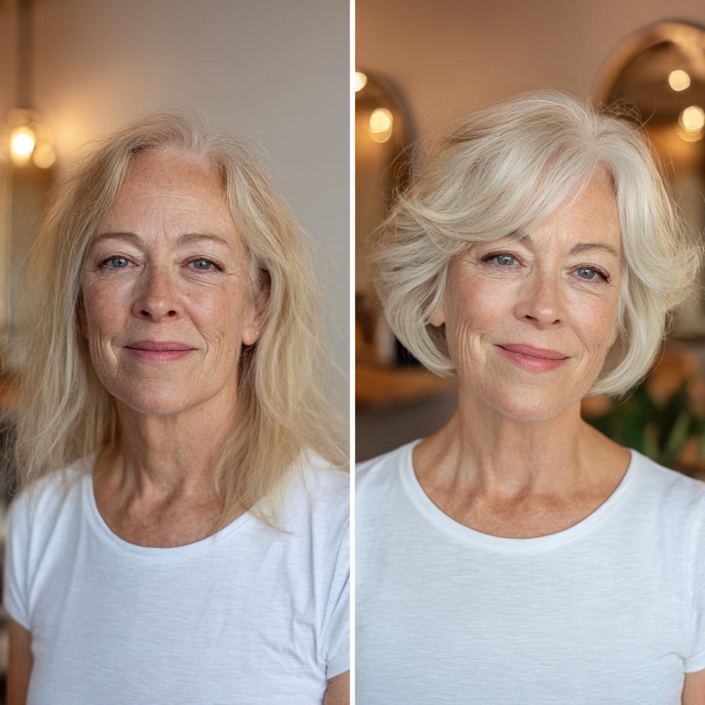 Airy Sculpted Chin-Length Bob with Side-Swept Curtain