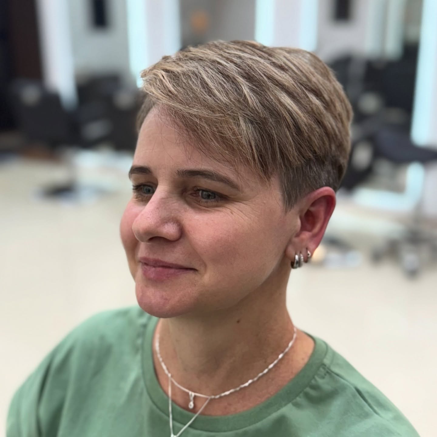 Ash-Blonde Side-Swept Pixie with Clipper Taper