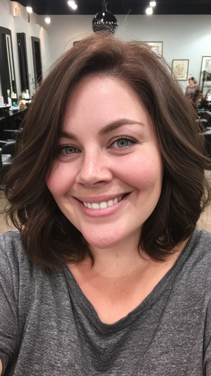 Chocolate Shoulder-Length Side Part with Curved Interior Graduation