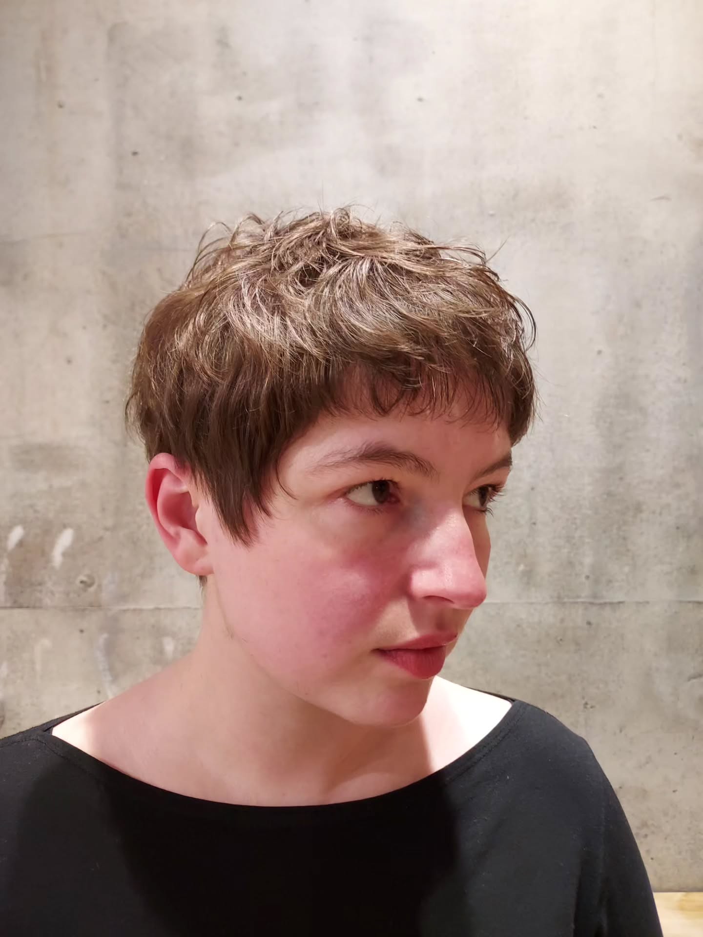 Choppy Ash-Brown Micro Pixie with Cropped Fringe