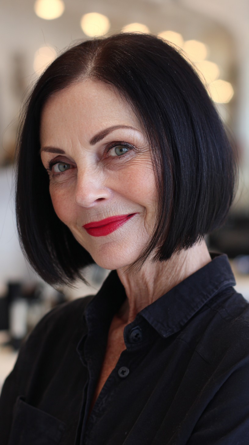 Sleek Chin-Length Blunt Bob with Center Part