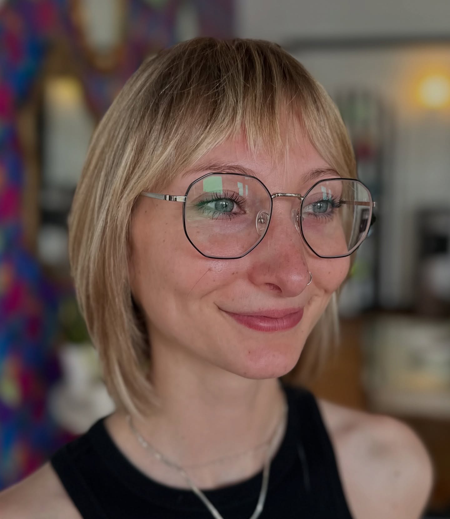 Soft Ash Blonde Rounded Bob with Micro Fringe