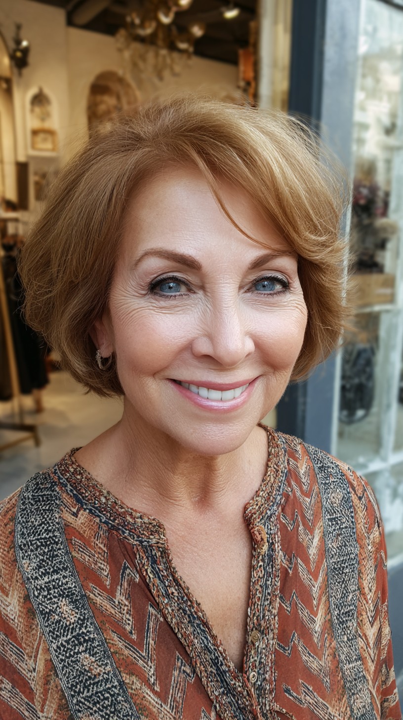 Soft Auburn Chin-Length Bob with Crown Micro-Layers