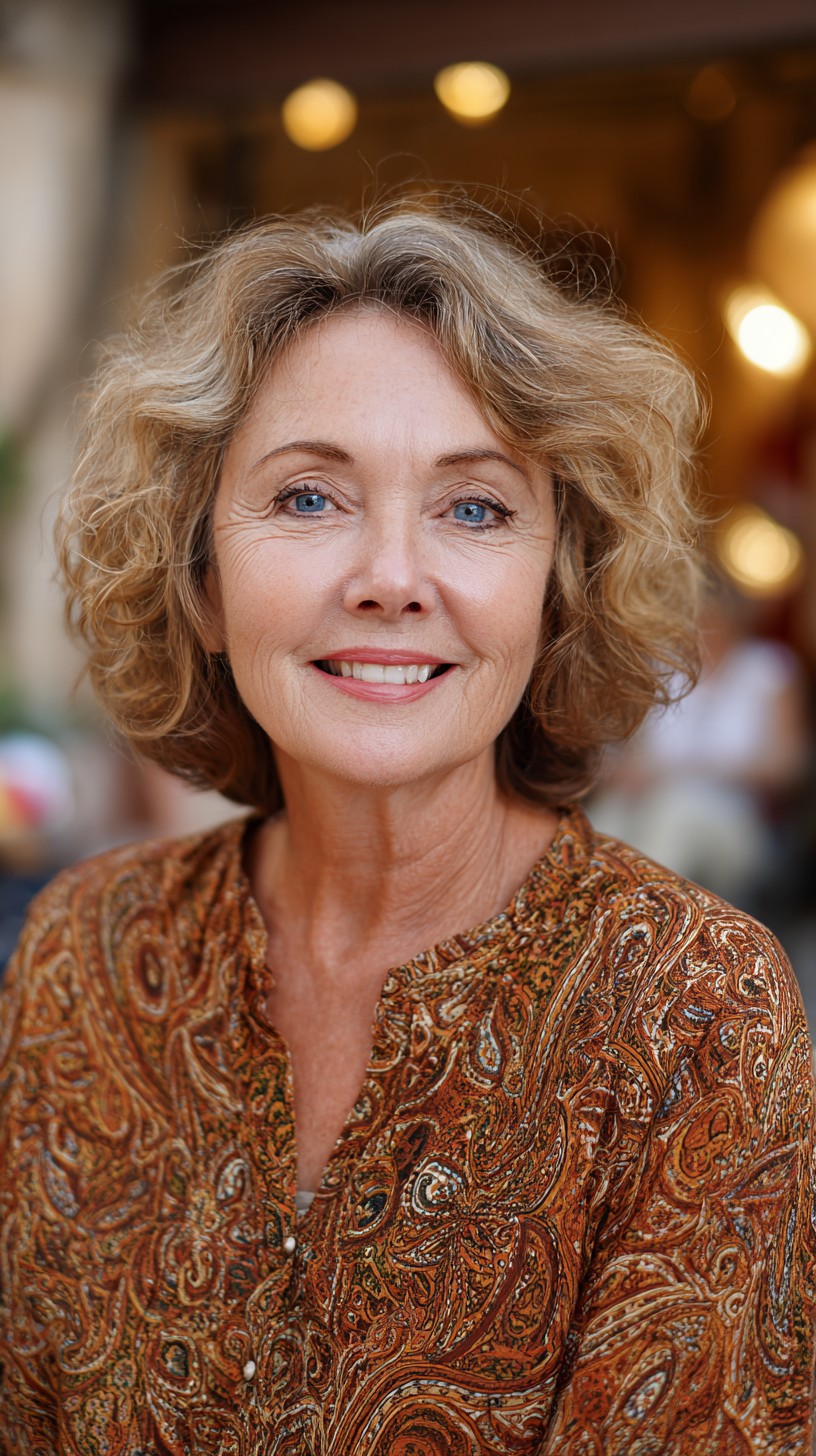 Soft Curly Chin-Length Bob with Natural Root Dimension