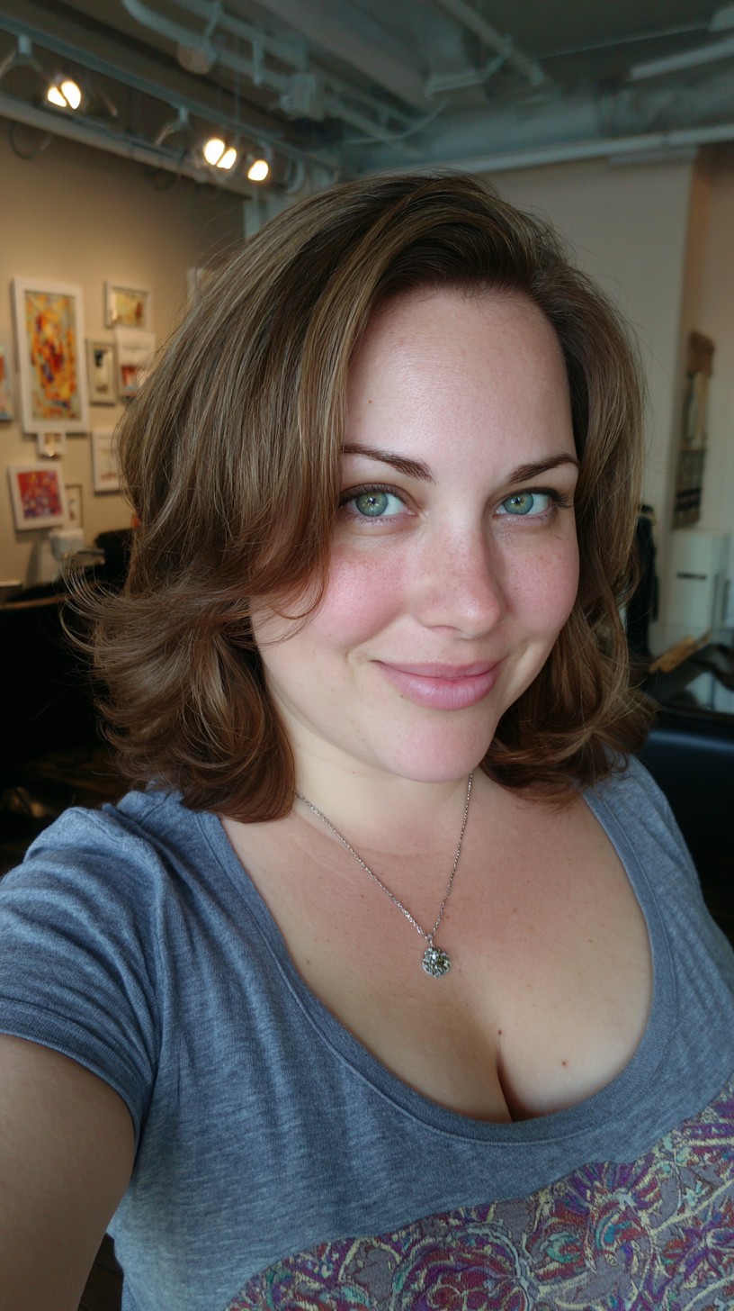 Soft Face-Framing Shoulder-Length Lob with Feathered Interior Graduation