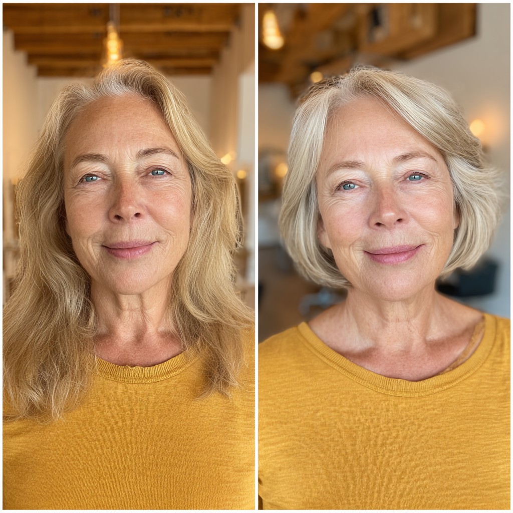 Soft Layered Silver Bob with Face Framing Layers