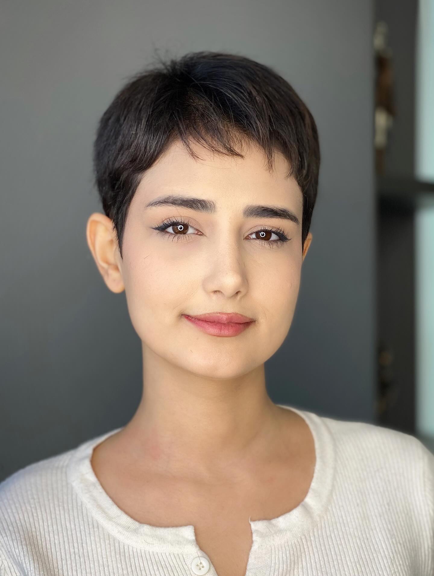 Soft Rounded Micro Pixie with Feathered Baby Fringe