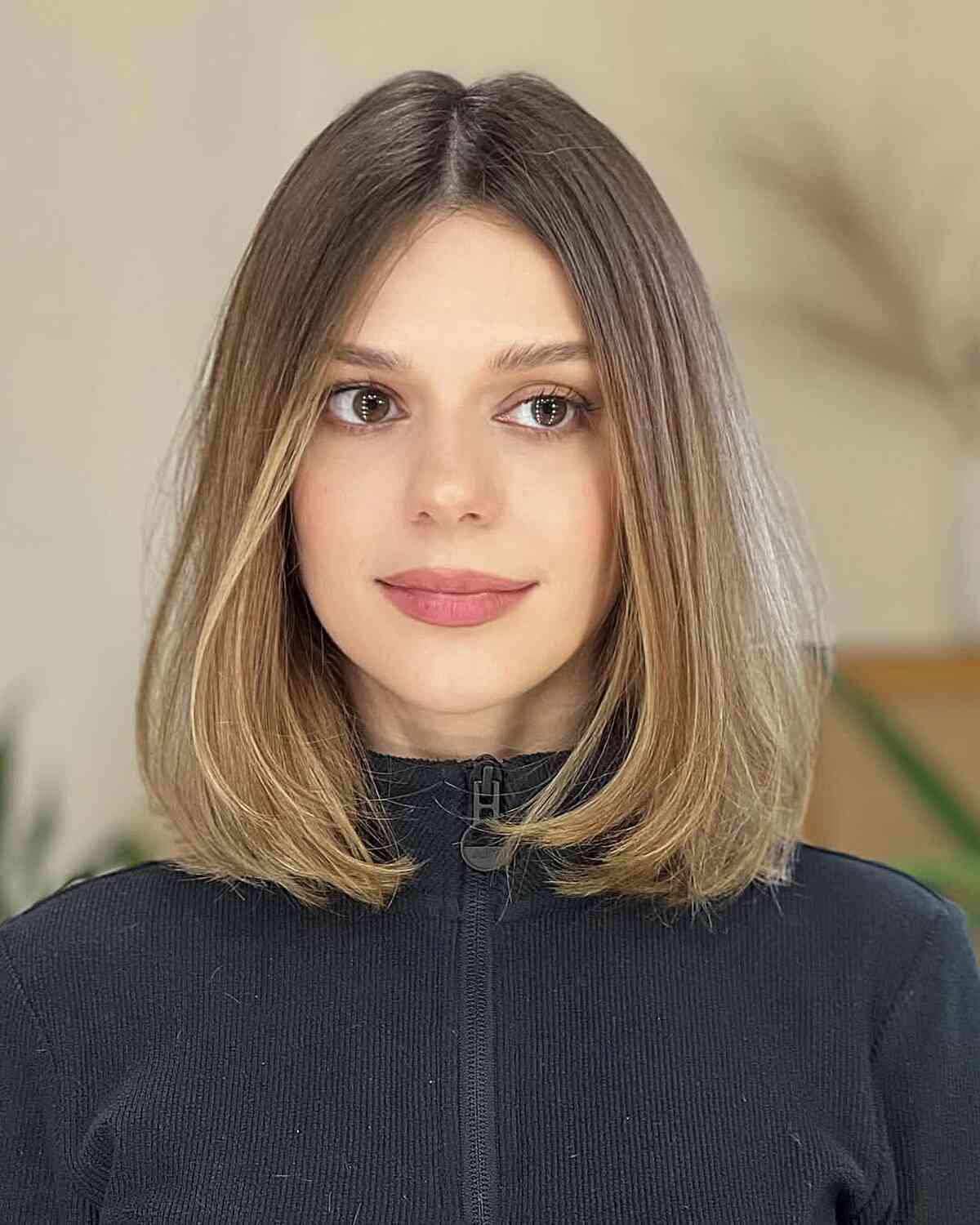 Subtle Balayage Lob with Soft Layers