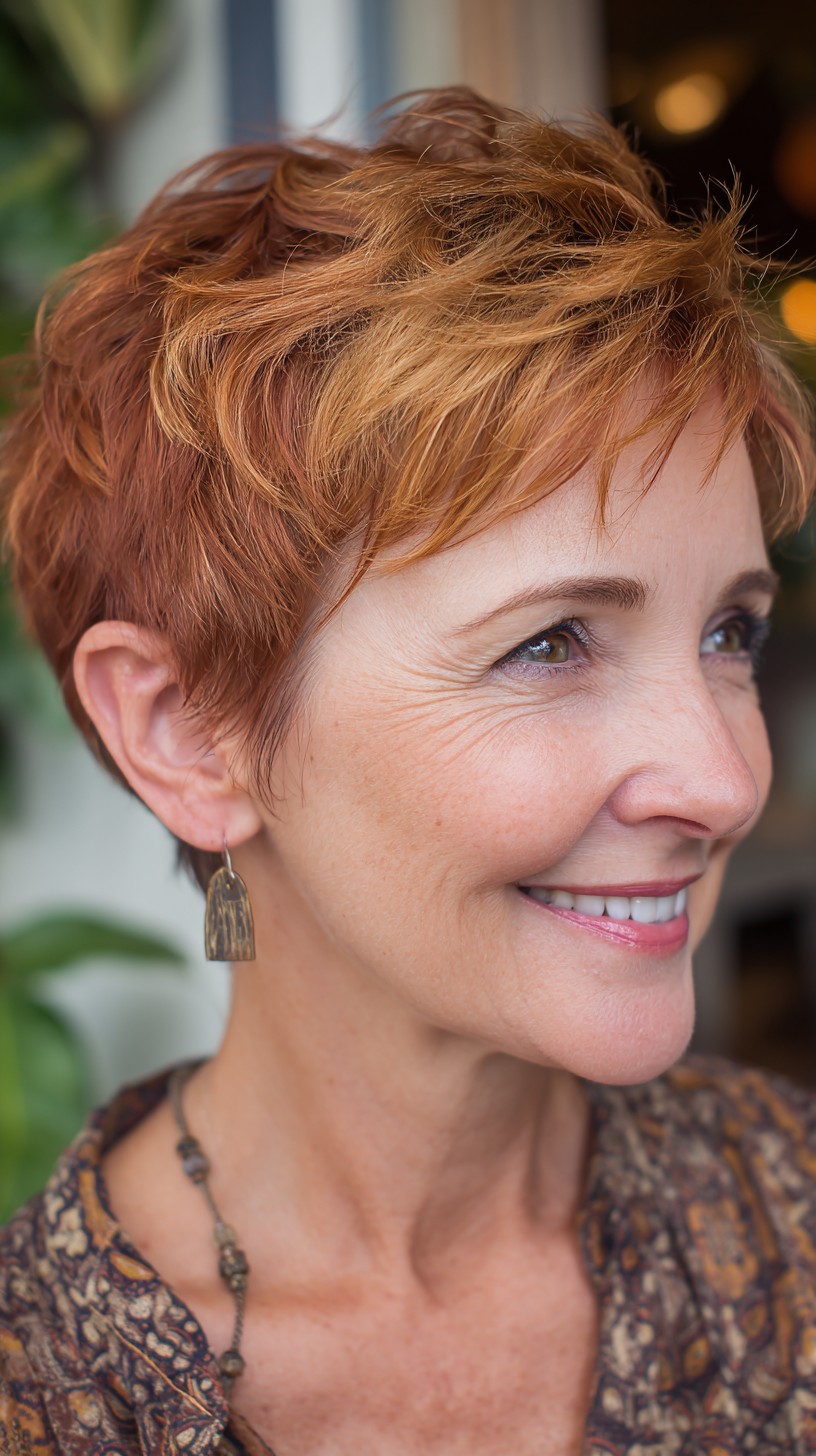 Sunlit Copper Micro Pixie with Sculpted Lifted Crown