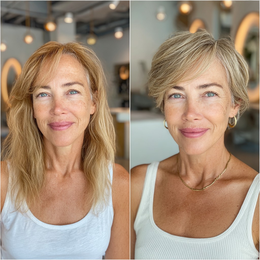 Textured Short Pixie with Side-Swept Fringe and Root-Shadow Balayage