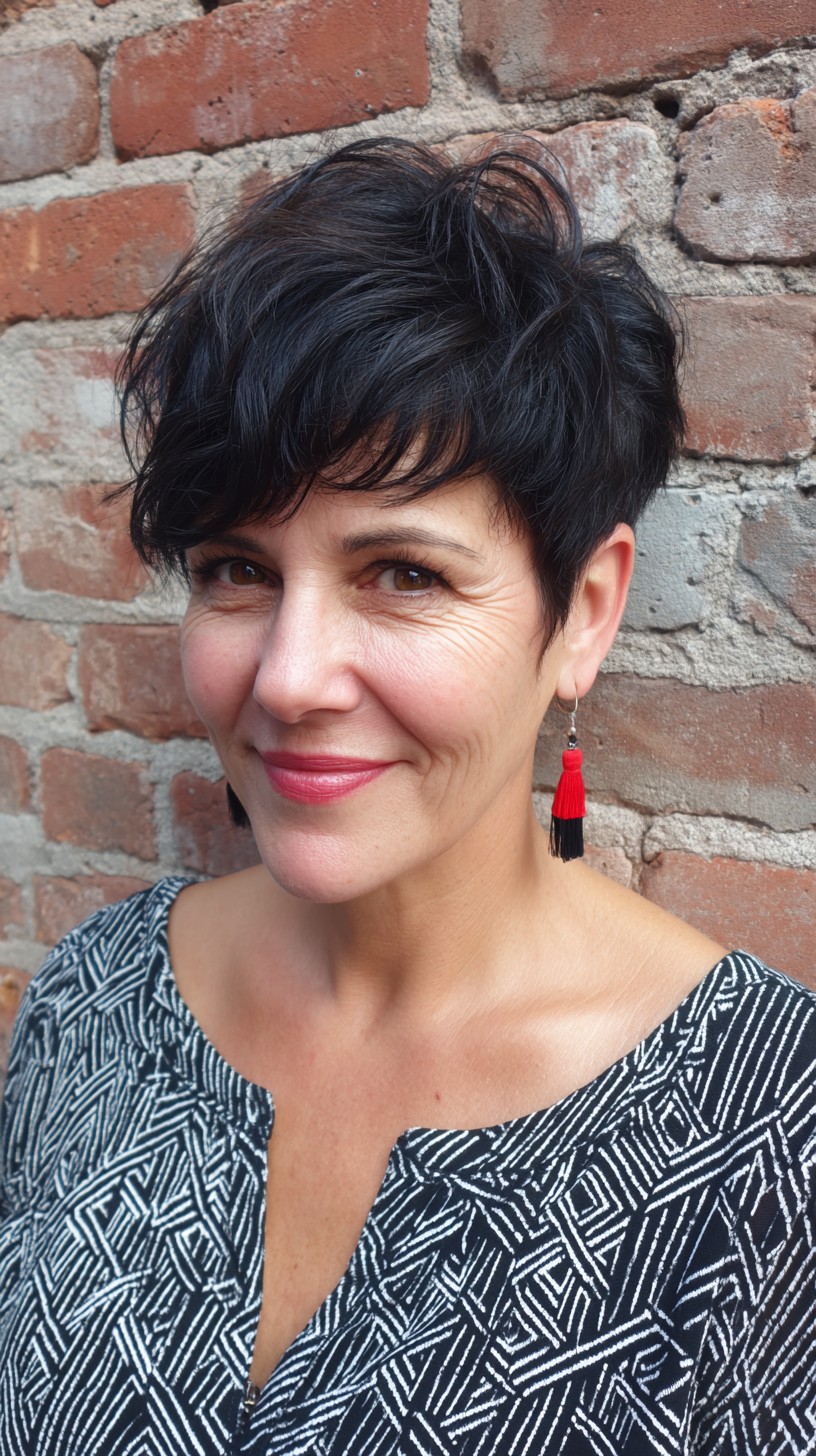 Textured Tousled Pixie with Side-Swept Fringe