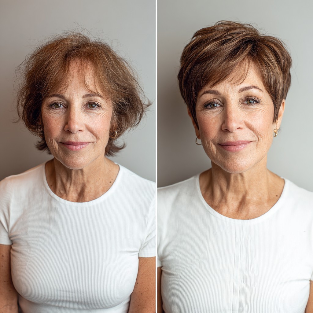 Warm Bronde Tapered Pixie with Feathered Micro-Bangs