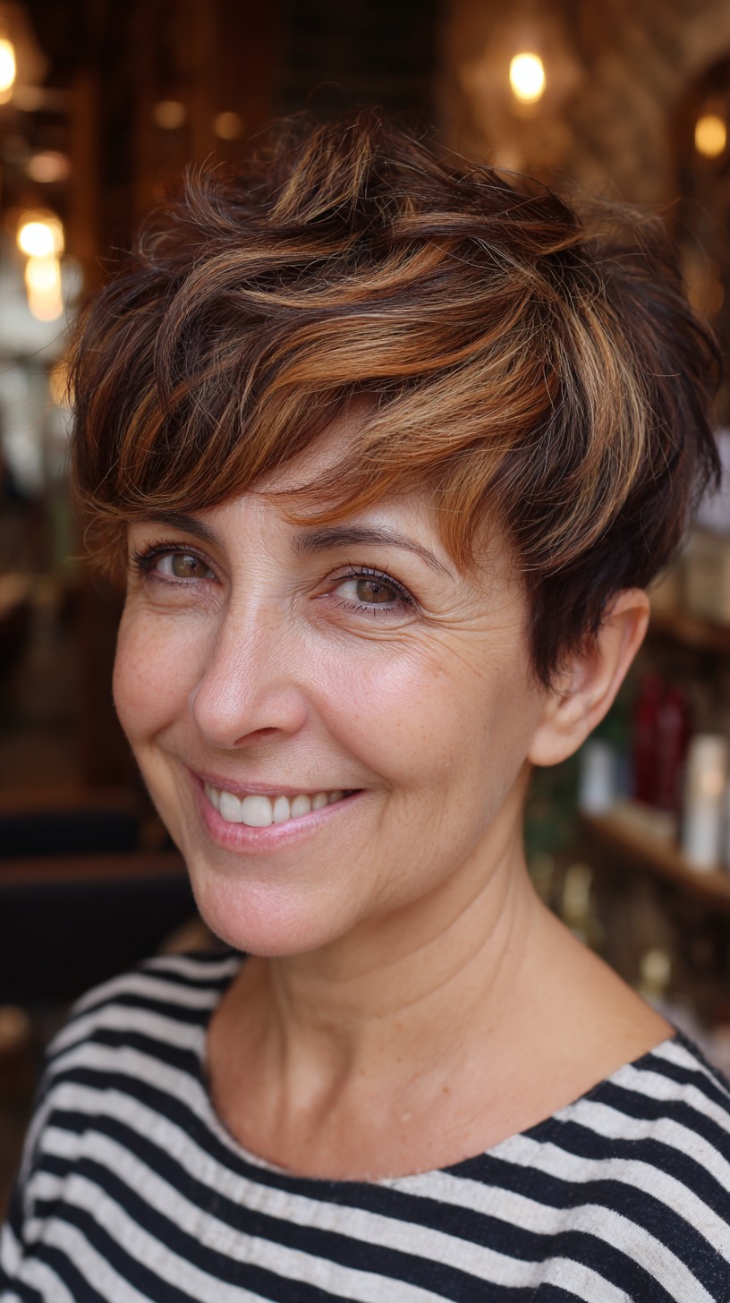 Warm Copper Root-Shadow Pixie with Soft Crown Lift
