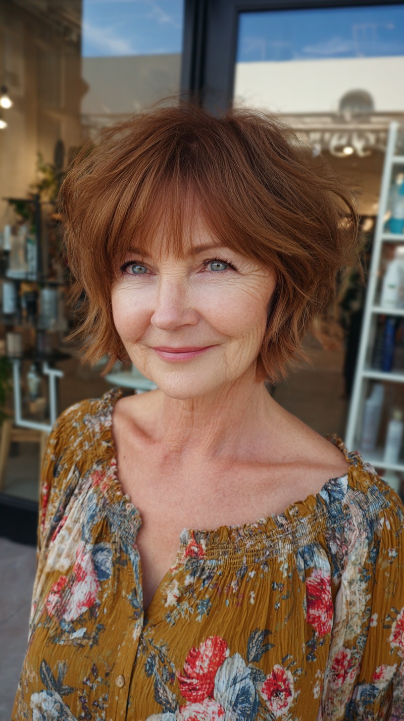 Airy Jaw-Length Textured Bob with Short Sheer Fringe