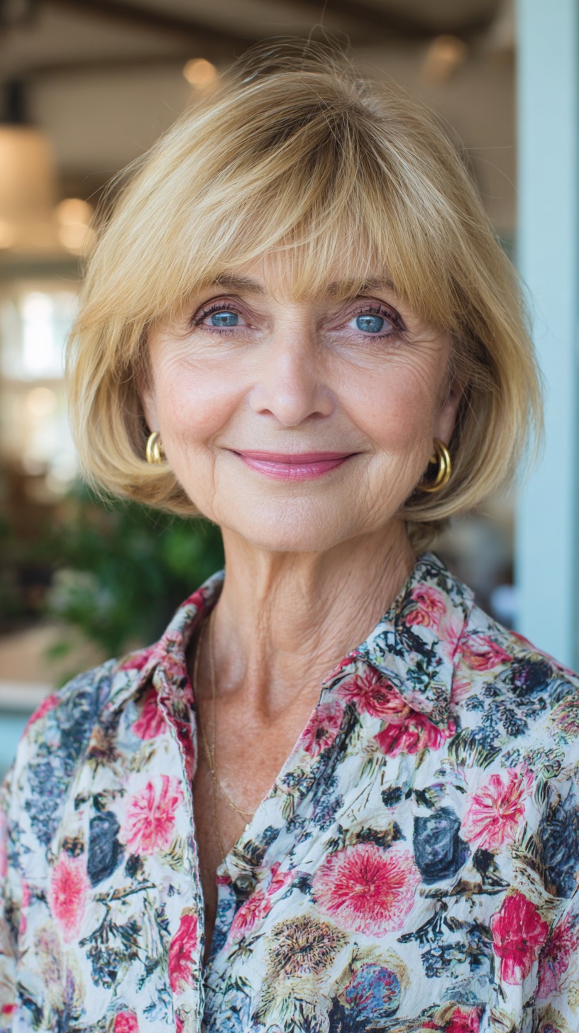 Chic Blended Chin-Length Bob with Soft Brow-Skimming Bangs