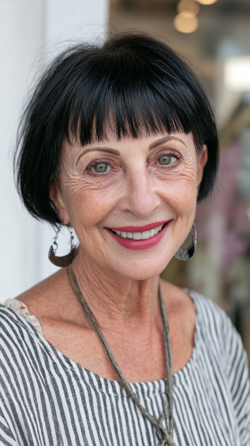 Cropped Chin-Grazing Bob with Textured Blunt Micro-Fringe