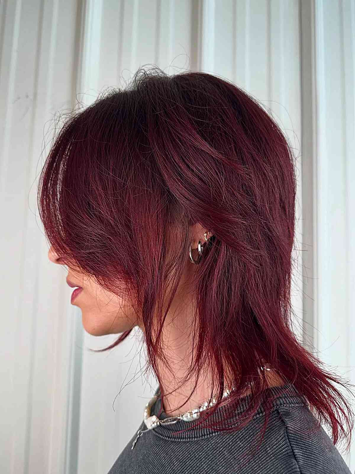 Edgy Red Wolf Cut with Textured Layers