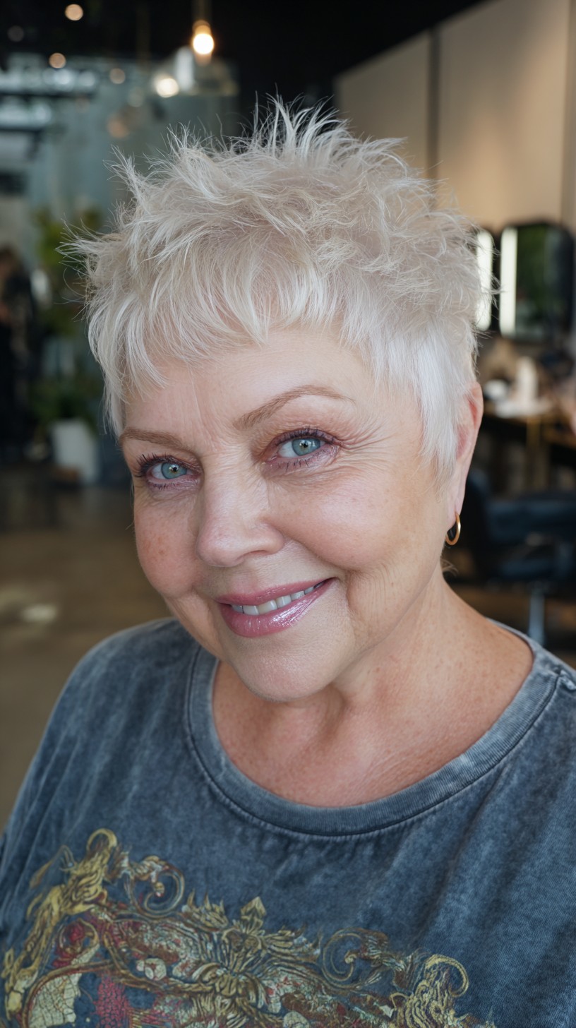 Icy Textured Micro Pixie with Feathered Fringe