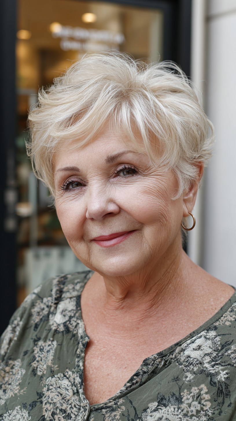 Platinum-Blend Short Tapered Pixie with Lifted Crown