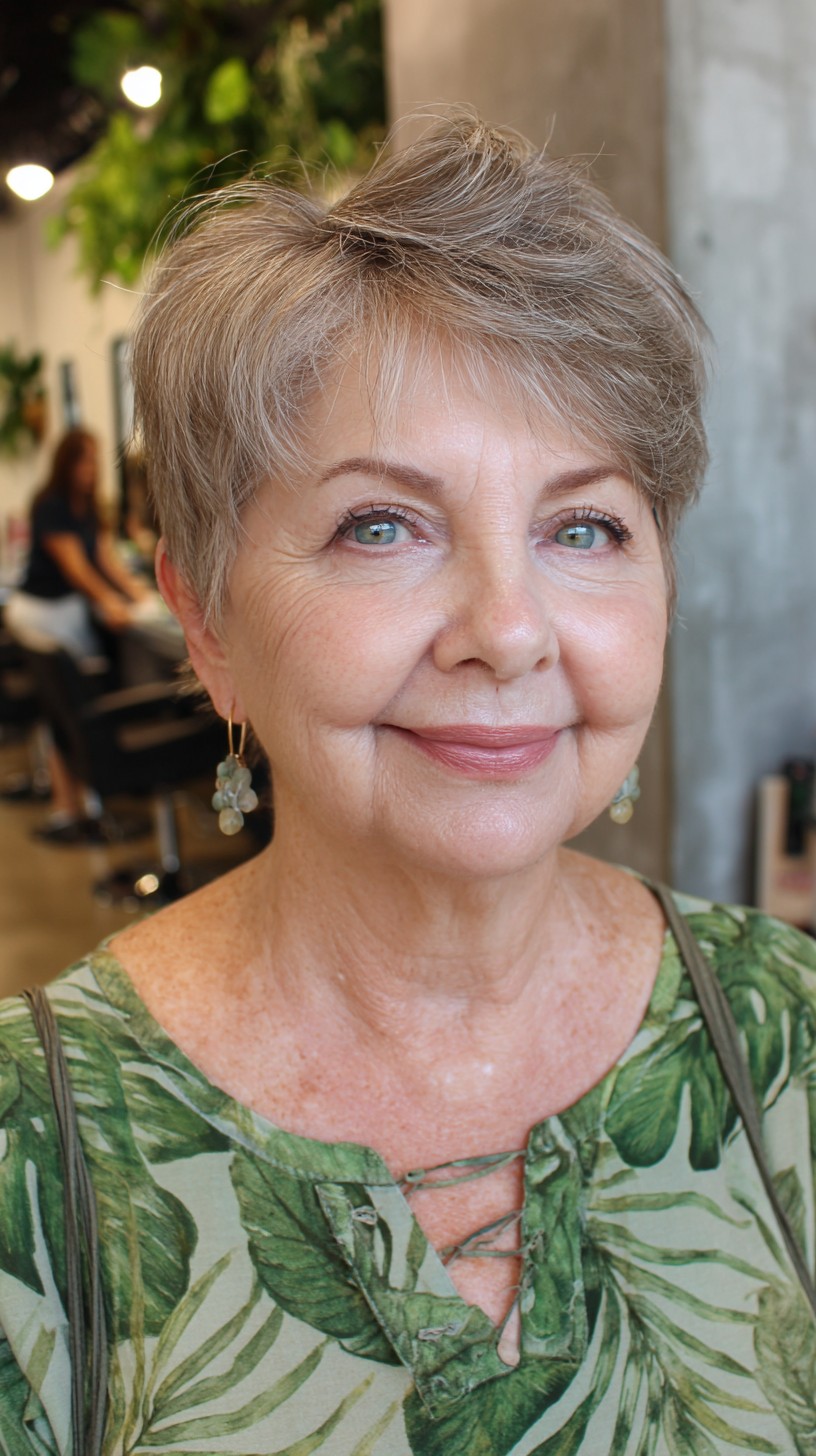 Silver-Blend Short Pixie with Lifted Crown