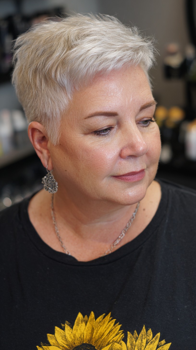 Silver Feathered Pixie with Textured Micro-Bang