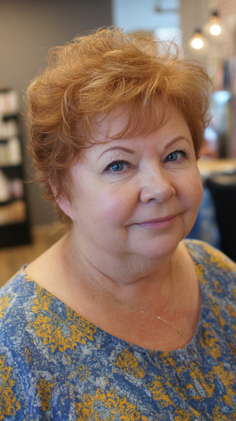 Soft Copper Feathered Pixie with Lifted Crown