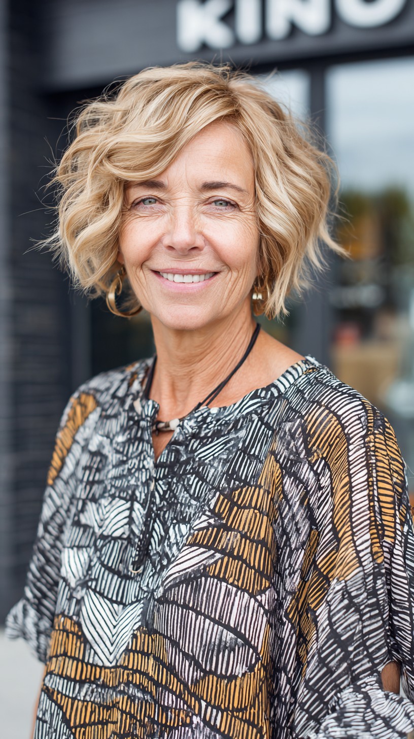 Soft Feathered Wavy Chin-Length Bob with Face-Framing Layers