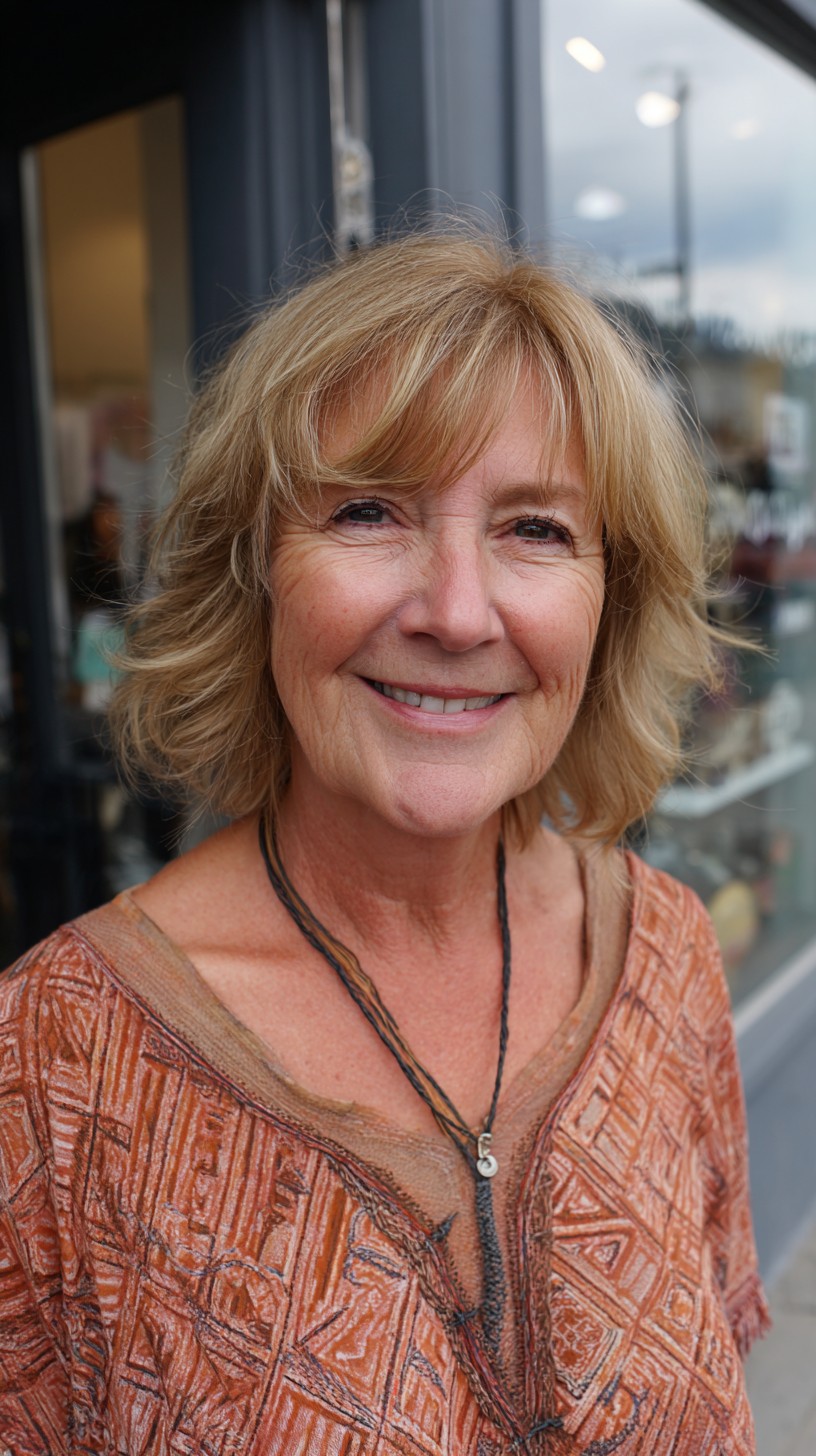Soft Layered Feathered Bob with Light Curtain Fringe