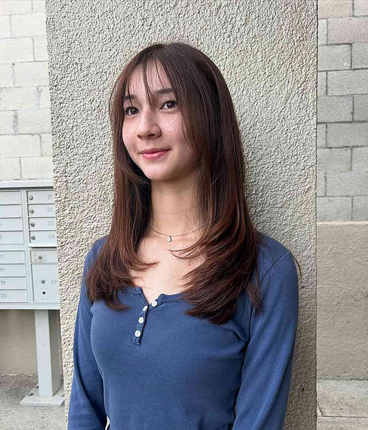 Soft Wispy Bangs with Long Layered Hair
