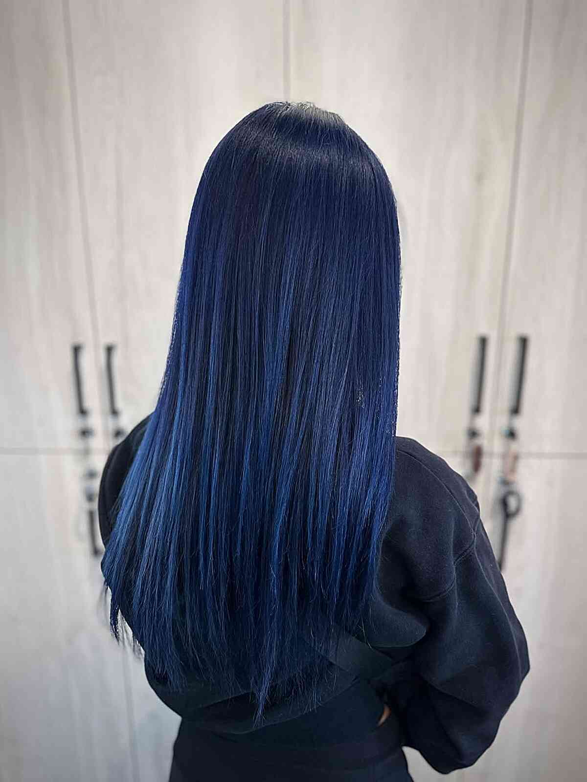Stunning Dark Blue Long Straight Hair