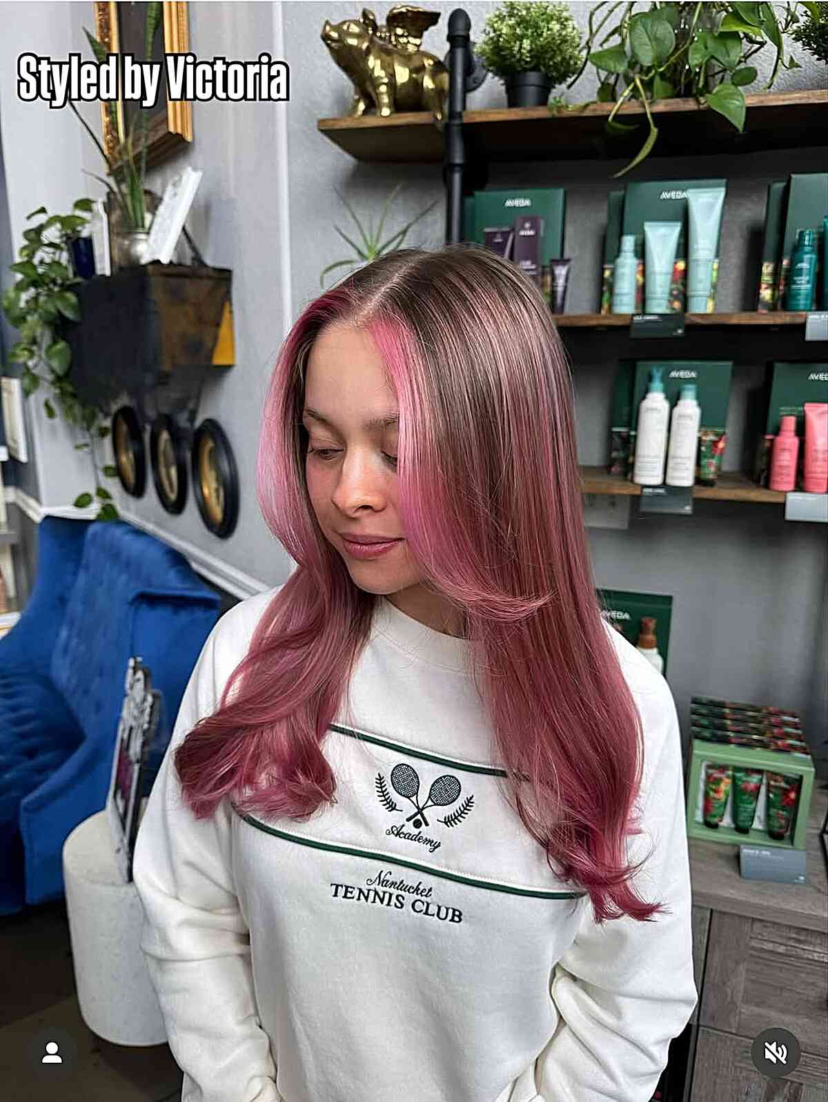 Stylish Pink Balayage with Soft Waves