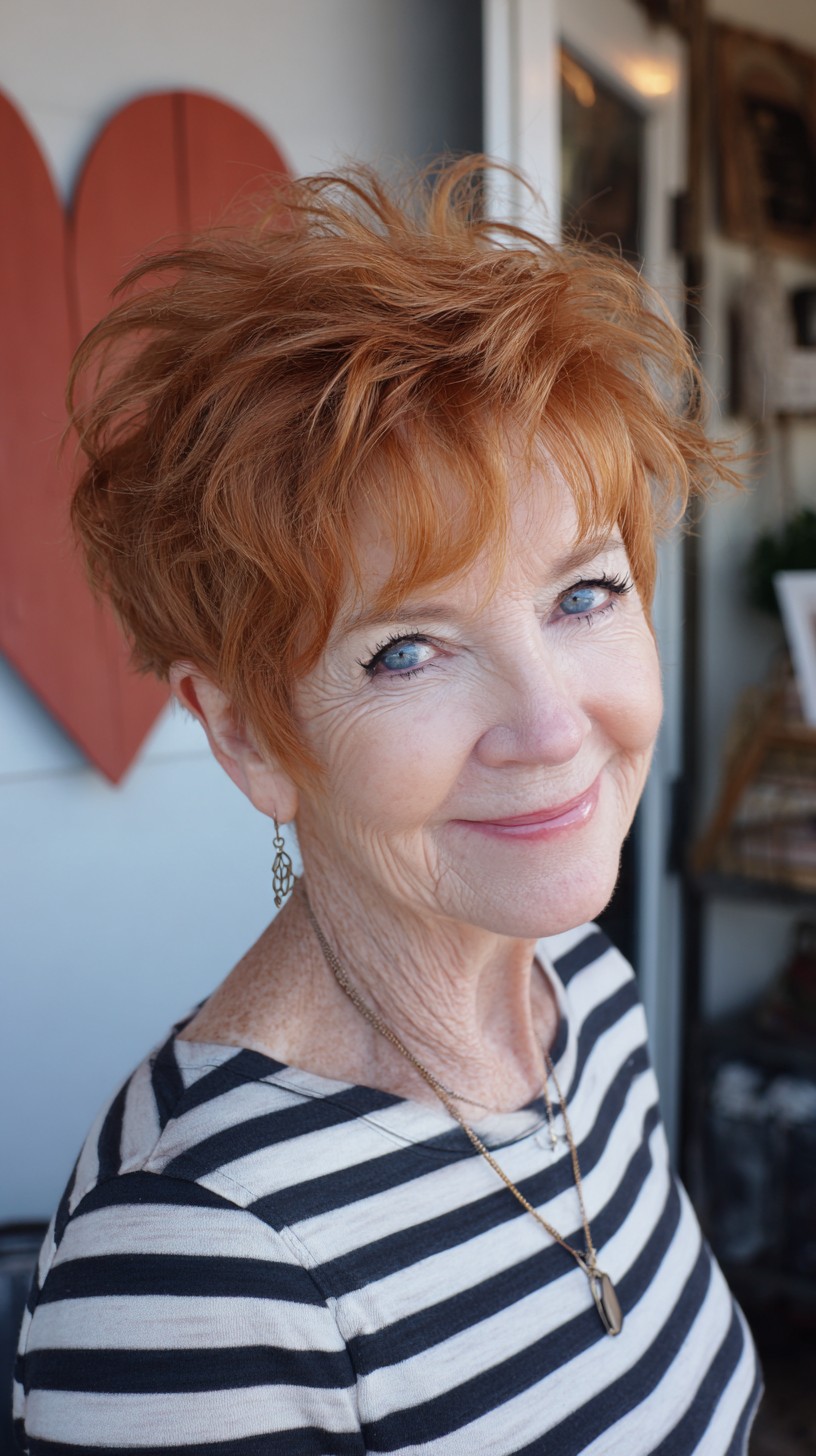 Textured Copper Pixie with Cropped Fringe