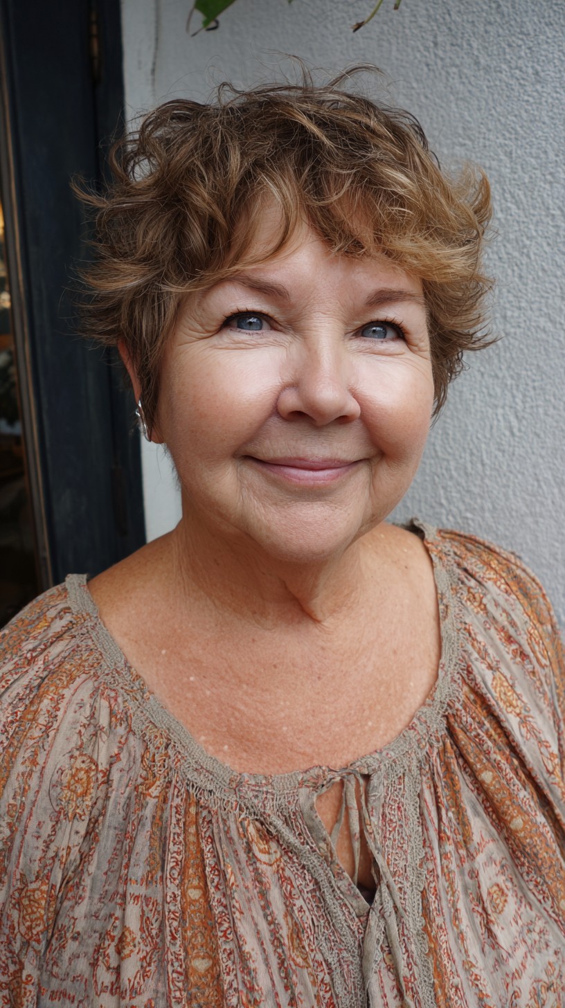 Textured Short Pixie with Soft Curtain Fringe