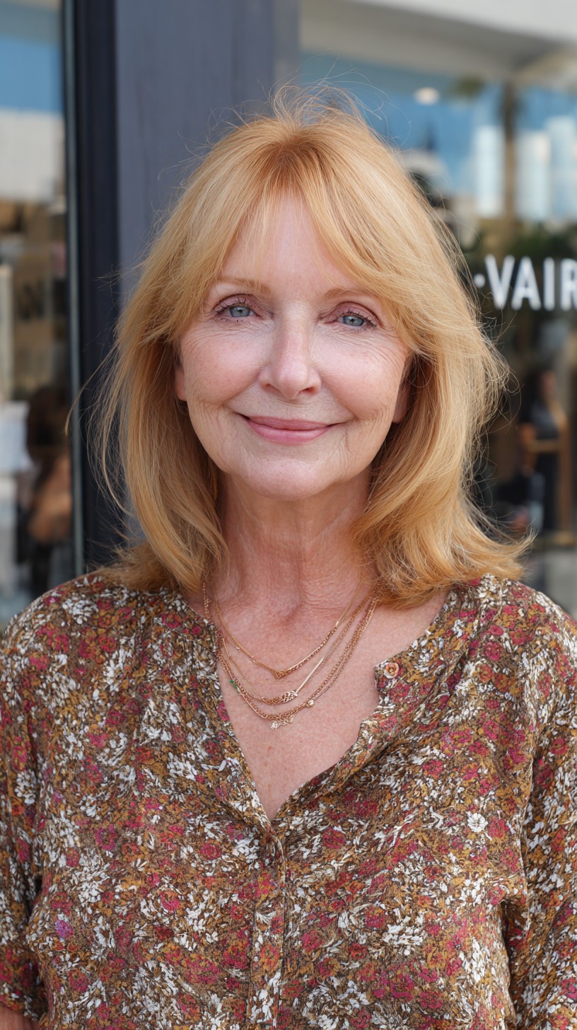 Face-Framing Feathered Lob with Soft Curtain Fringe