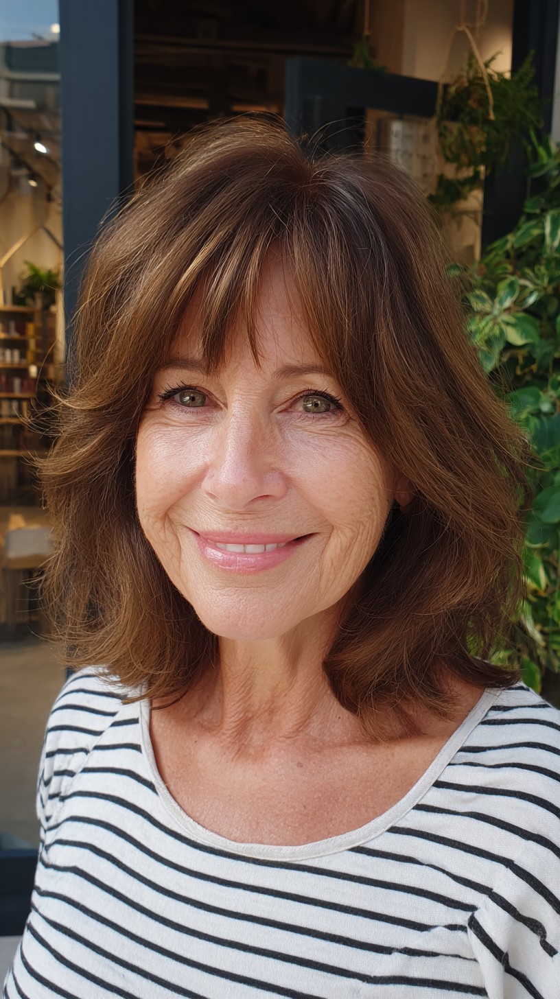 Feathered Shoulder-Length Shag with Wispy Curtain Fringe