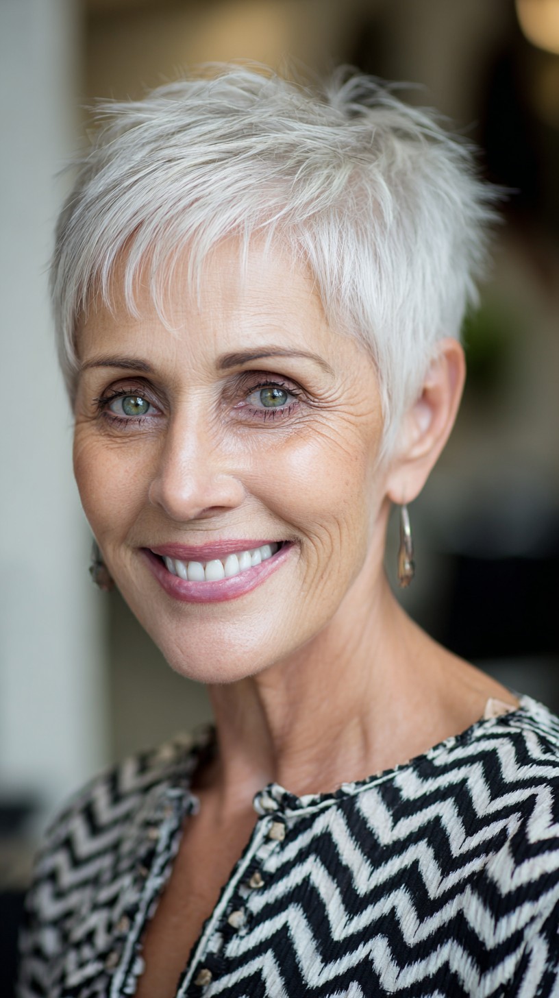 Feathered White Pixie with Forward-Swept Micro Fringe