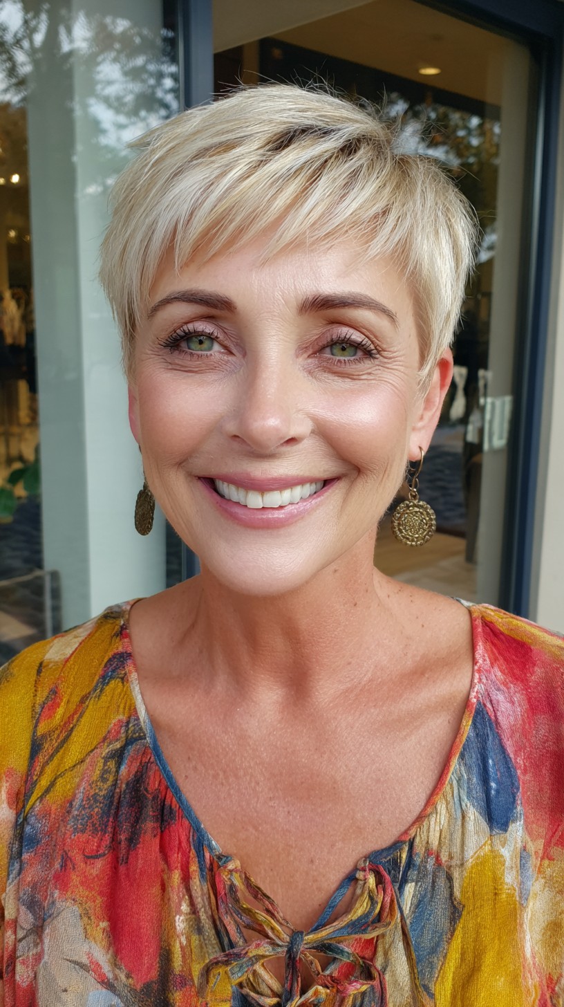 Platinum Pixie with Feathered Micro-Bang and Crown Lift