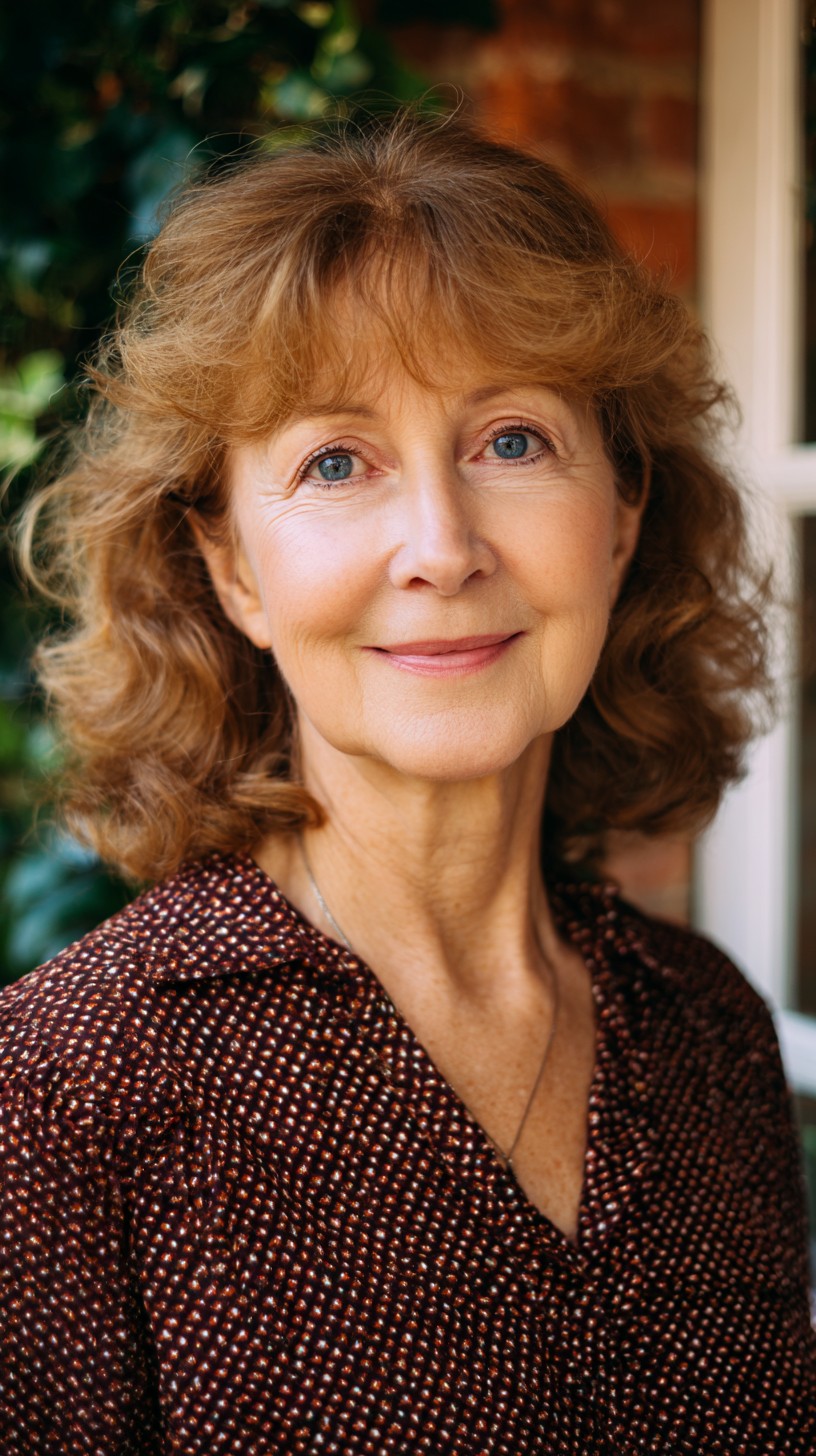Soft Auburn Shoulder-Length Cut with Wispy Curtain Fringe