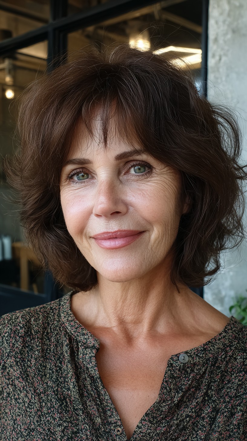 Soft Mid-Length Feathered Cut with Crown Lift and Wispy Curtain Fringe