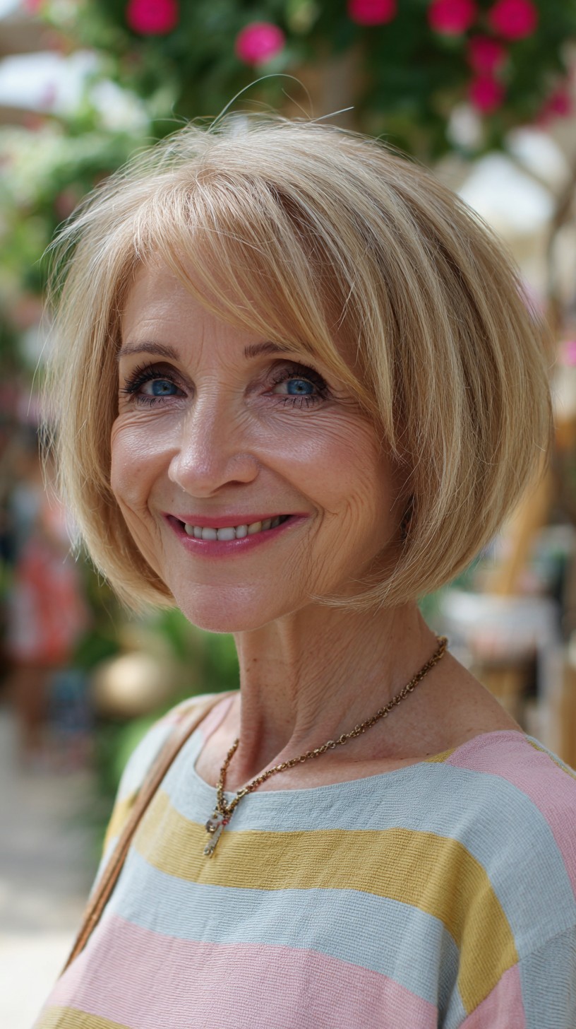 Soft Rounded Graduated Bob with Wispy Air Fringe