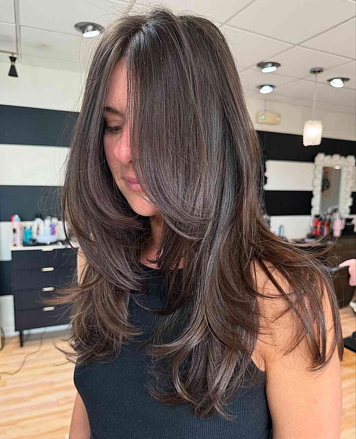 Stylish Long Brunette Layered Haircut