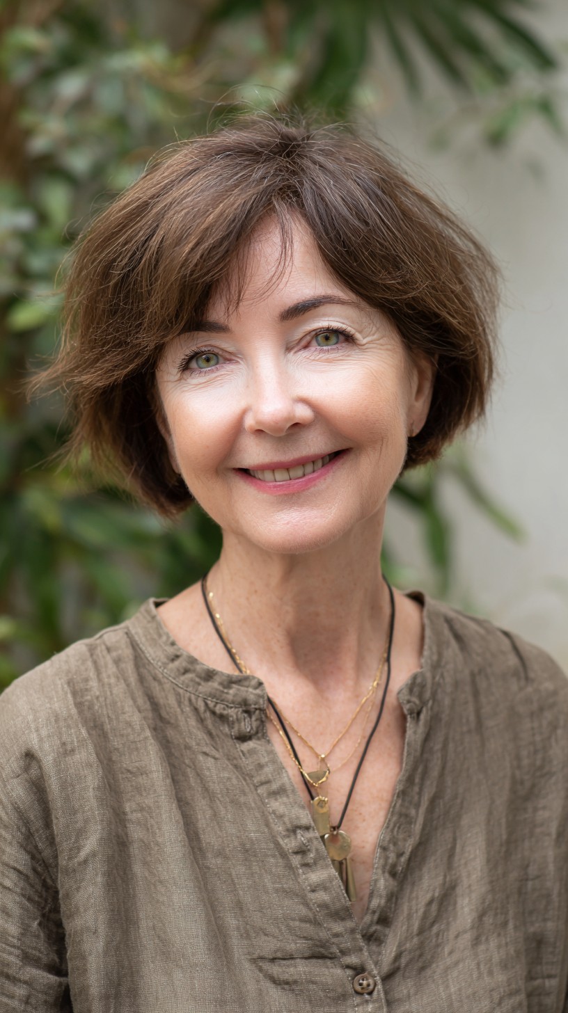 Textured Ear-Length Bob with Feathered Temple Layers