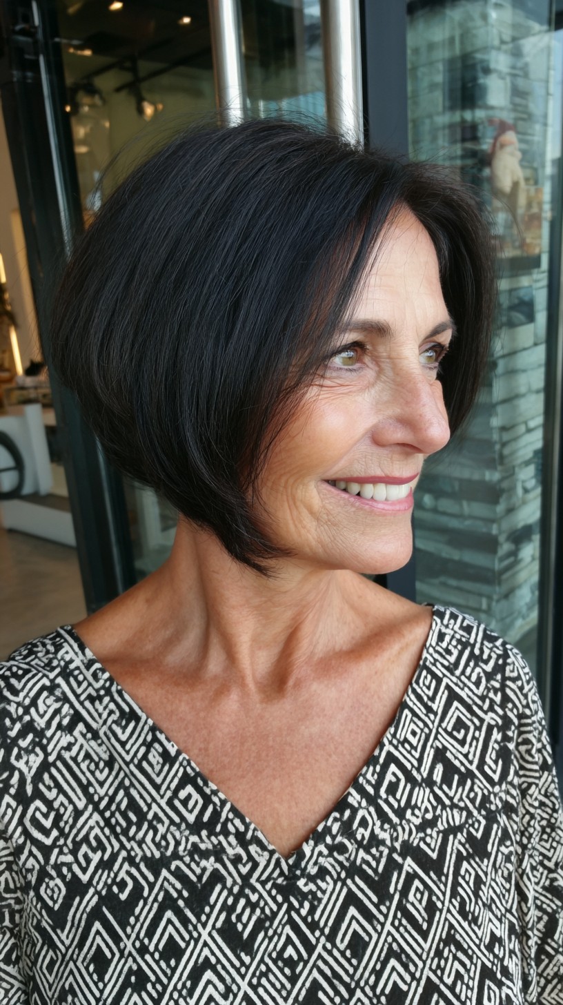 Volumized Short Stacked Bob with Long Face-Framing Pieces