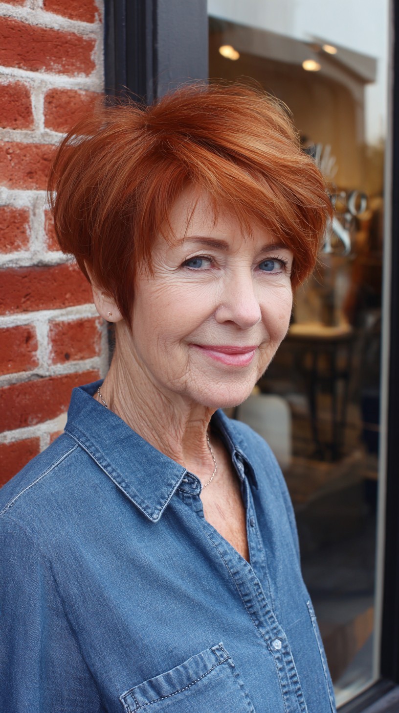 Warmed Copper Layered Pixie-Bob with Long Side Fringe