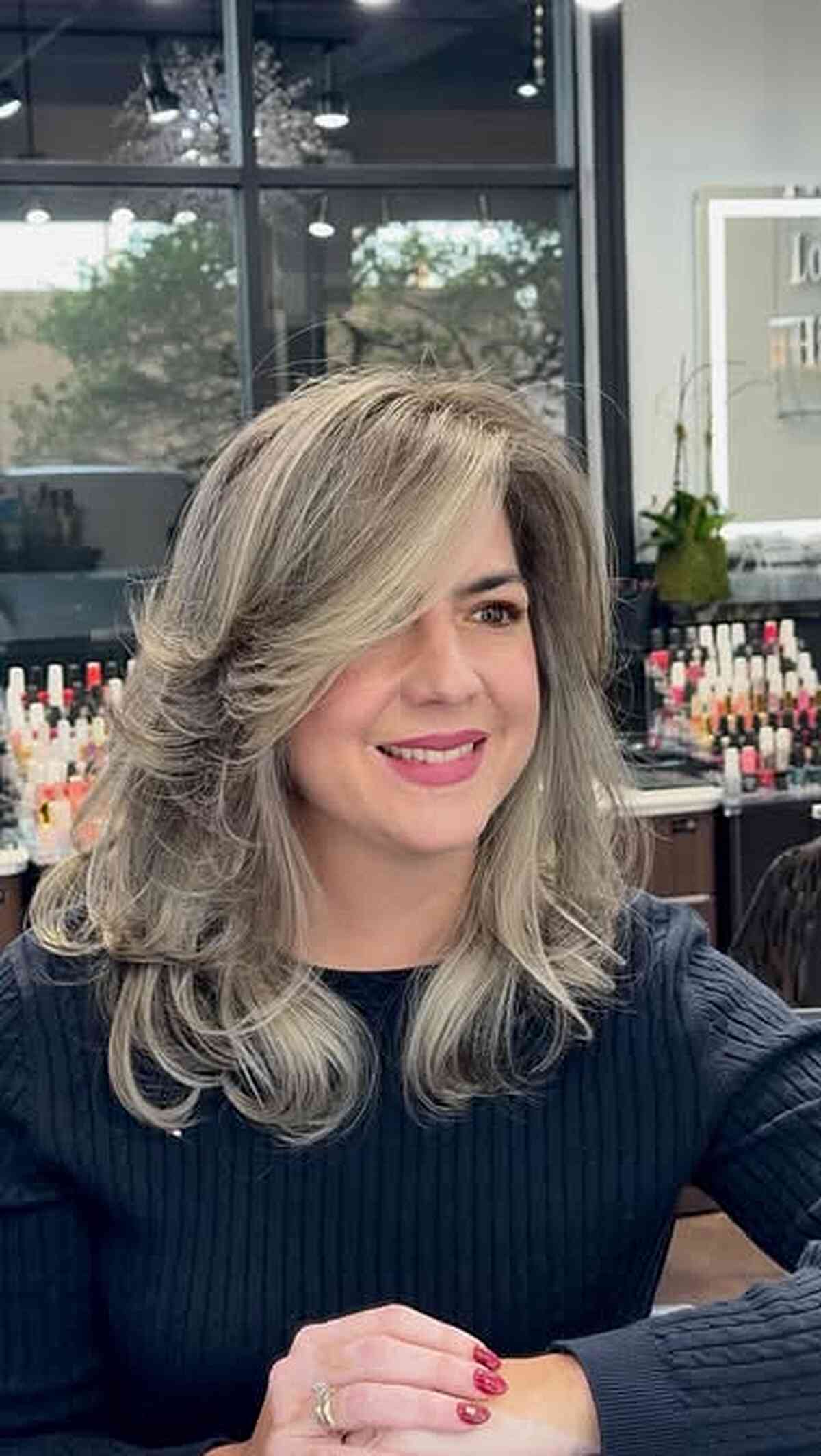 Stylish Medium Length Layered Cut for Women Over 50