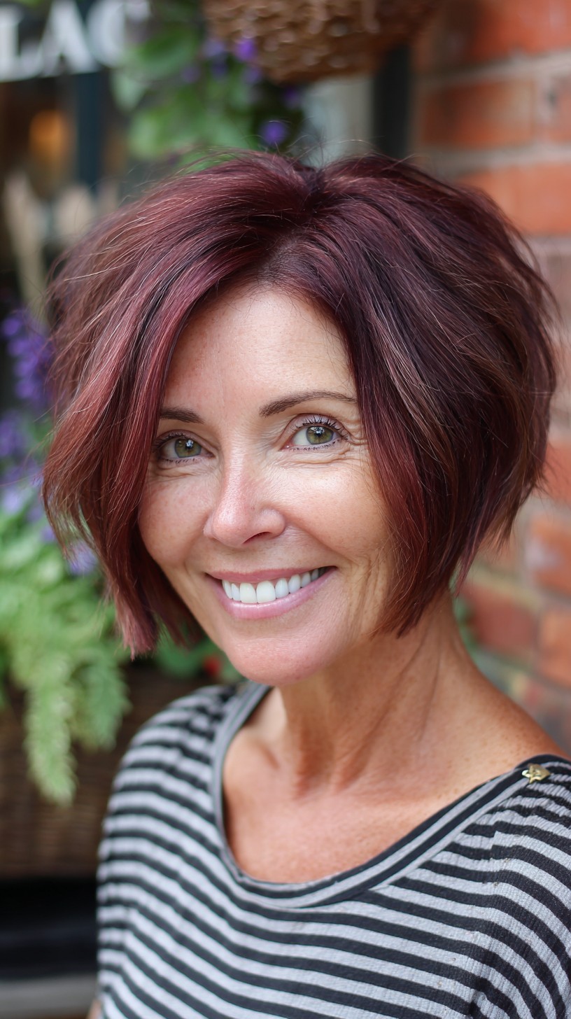 Angled Layered Chin-Grazing Bob with Soft Root Lift