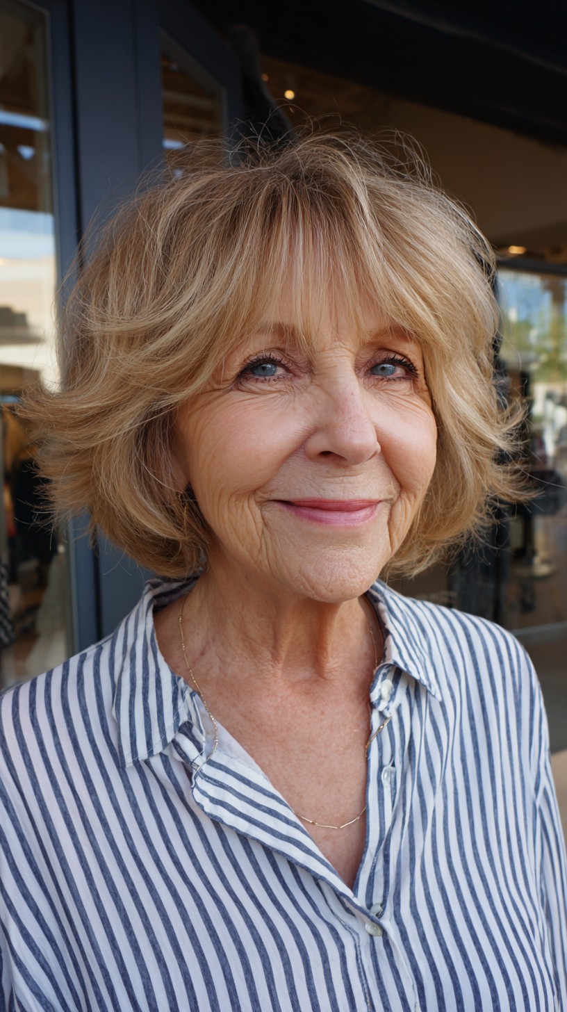 Feathered Chin-Length Bob with Wispy Blended Fringe
