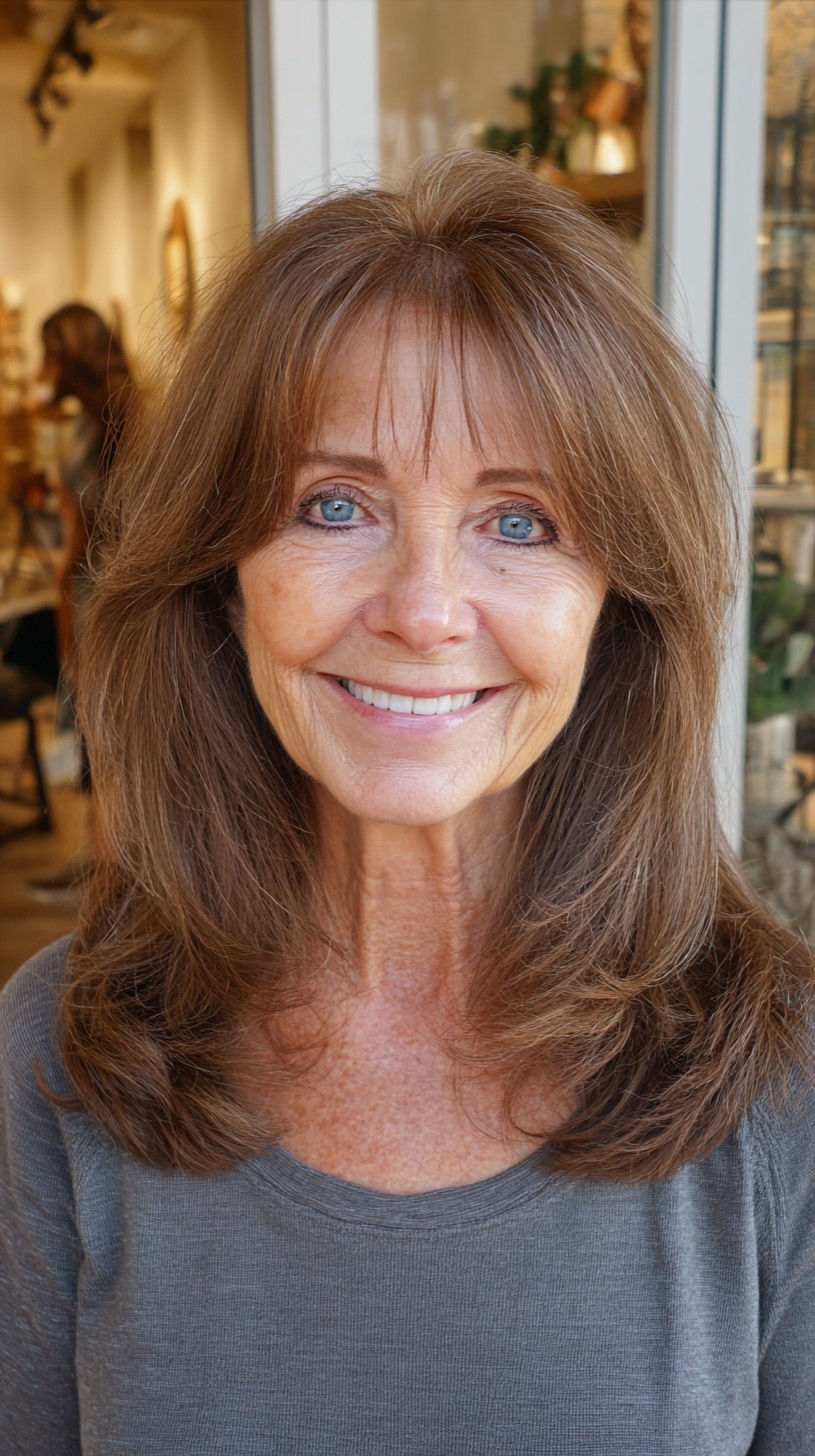 Feathered Shoulder-Length Cut with Wispy Micro Curtain Fringe