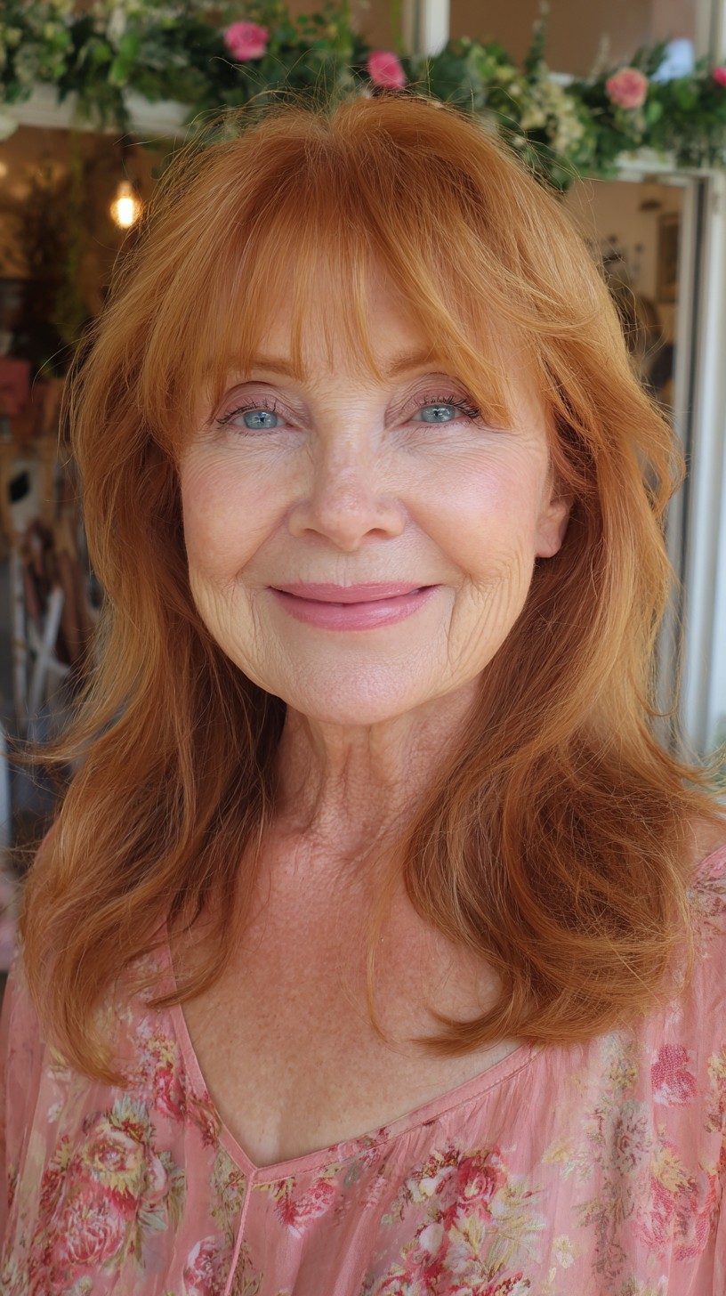 Ginger Mid-Length Layers with Feathered Curtain Fringe